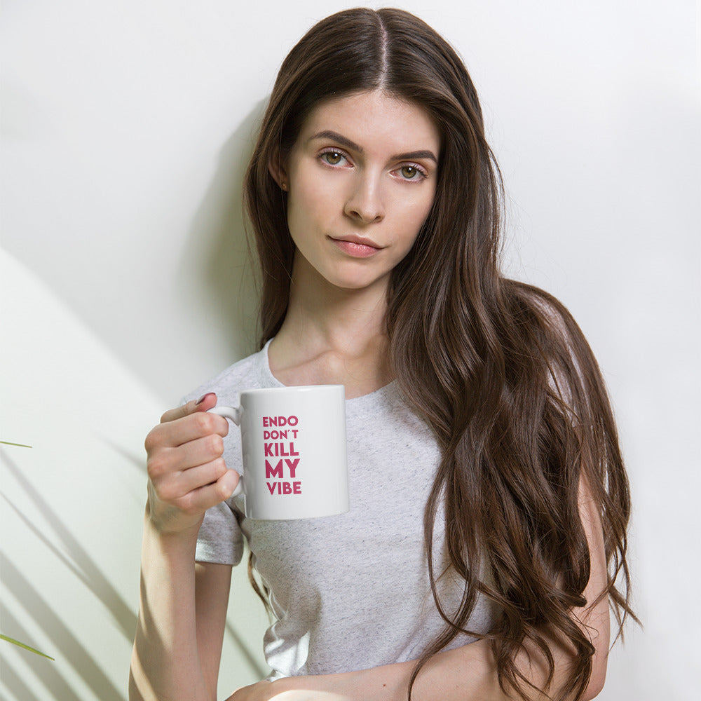 Weiße Tasse "Endo don´t kill my vibe"